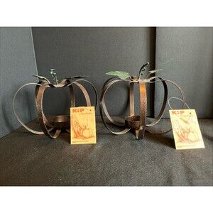 Lot of 2 VTG Kip Creations Metal Apples Tea Light Candle Holder New with Tags